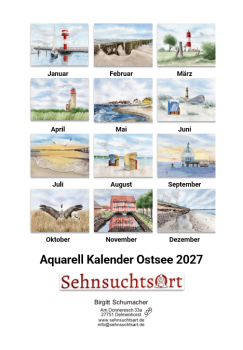 Preview: Ostseekalender Ostsee Kalender 2027 Rügen Wismar Warnemünde Darß Eckernförde Heiligenhafen Graal-Müritz Laboe Faltshöft